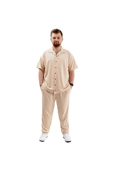 TANİŞ GİYİM Super Battal Apash Collar Short Sleeve Jacquard Shirt