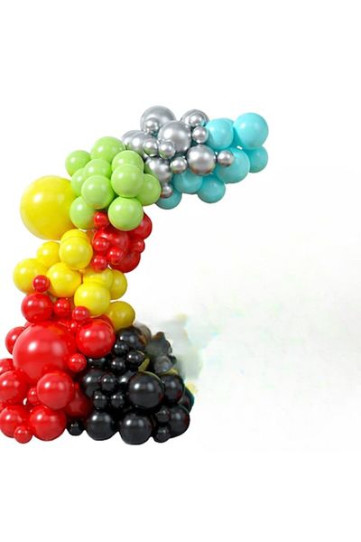 TrendiShop Set of 109 Decorative Balloons TrendiShop® for Events, Premium Quality, Latex Material, Black-Red,