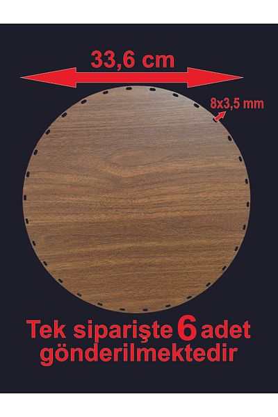 ASUDE HEDİYELİK Wooden Walnut Round Basket Bamboo Tray Knitting Plate Trivet with Holes Underlay Crochet Base Handwork Basket Base