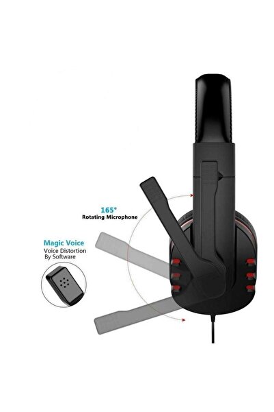 SIKS ® Gaming Headset with Microphone, Stereo, Wired, Red, for Playstation / Slim / Pro / Xbox One