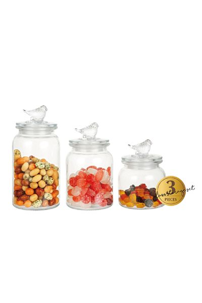 Bien Servi 3-Piece High-Quality and Durable Glass Canister Set with Lid