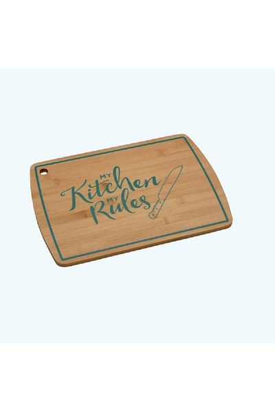 Bien Servi Durable High Quality Bamboo Rectangular Cutting Board Brown and Teal Green