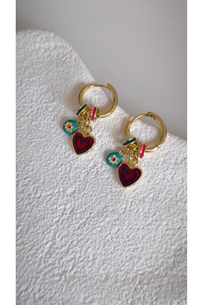 VOBEEYKU Minimal Earrings with Colorful Charms and Heart Figures