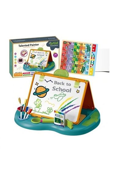 WePro Store Double-sided drawing board with games, markers and chalk sides, magnets, eraser, 3+ years