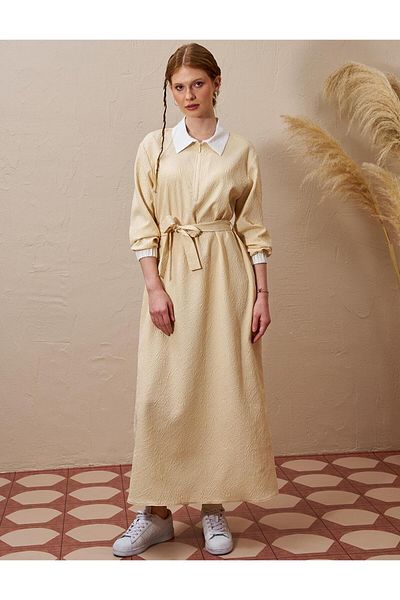 Kayra - Rochie Seersucker cu jumătate de închidere cu fermoar