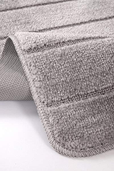 Konfor Halı Natural Non-Slip Base Bathroom Mat Set Soft Textured Water Absorbent Washable New Striped Set 50X80-50X40