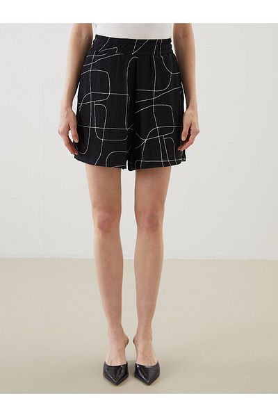 LC Waikiki Pantaloni scurți de damă cu model cu talie elastică