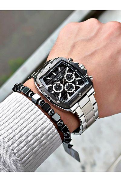 Ferrucci Ferrucci̇ Function Black Dial Silver Metal Men's Wristwatch