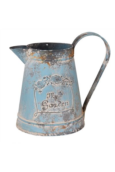 Clayre & Eef Decorative metal carafe blue antique finish 23x15x21 cm, 2000 ml