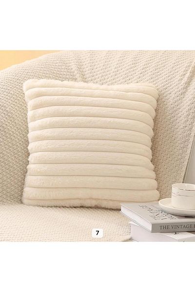 DECORA CASA HOME COLLECTİON (1 ΤΕΜ) Ριγέ Σούπερ Μαλακό Λούτρινο Κάλυμμα Ριχτάρι 43x43cm
