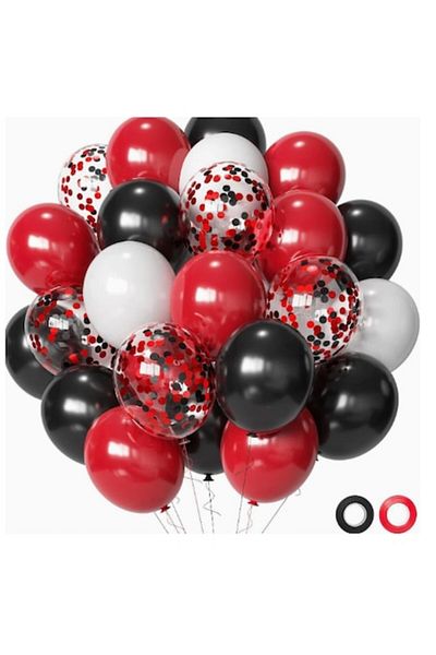 TrendiShop Set 50 balloons Red and Black TrendiShop®, Premium Latex, Ideal for Parties and Festive Decorations