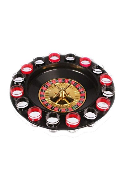 SIKS Ruletă de joc cu shot-uri, 16 pahare de sticlă roșii și negre, 2 bile me...