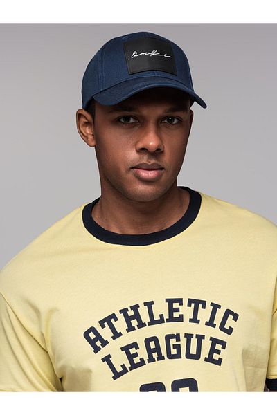 OMBRE Herren Baseballkappe mit großem Patch - Marineblau V3 OM-ACCS-0101