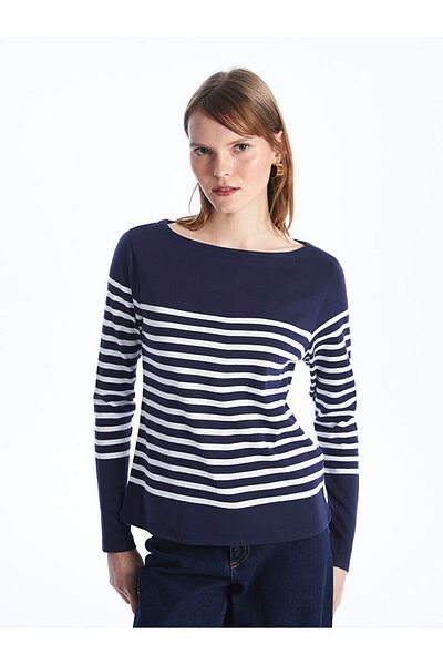 LC Waikiki New Season Crew Neck Striped Long Sleeve Women's T-Shirt - S46600Z8