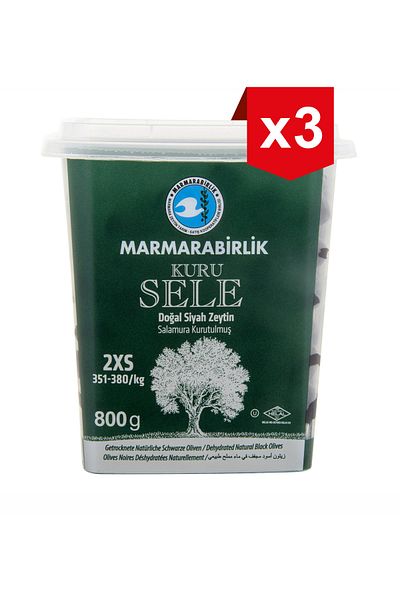 MarmaraBirlik 2XS Black Olives Sele 800 g x3PCS