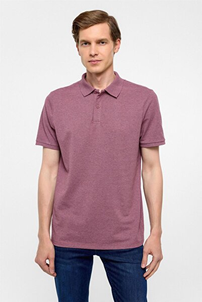 SÜVARİ Dark Claret Red Regular Dobby Polo Neck T-Shirt