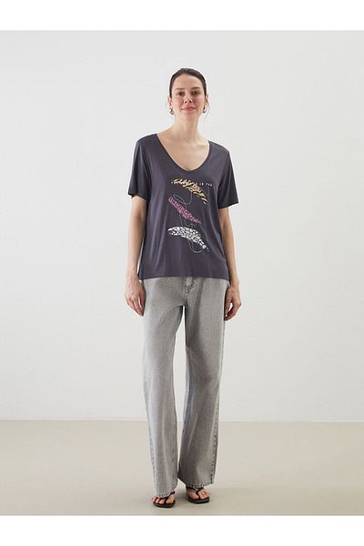LC Waikiki V-Neck Printed Women's T-Shirt