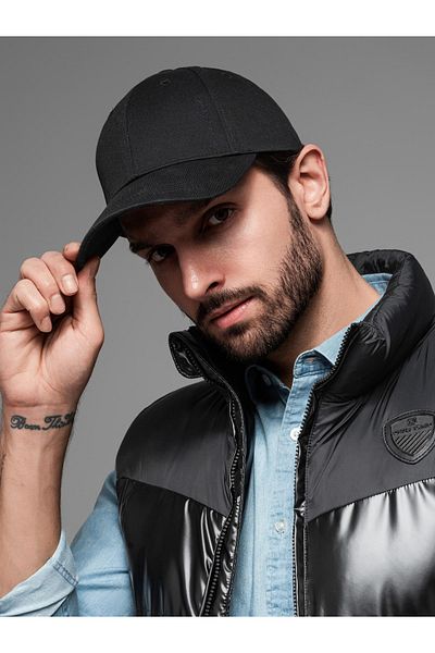 OMBRE Herren Baseballcap mit Schirm und dekorativer Stickerei - schwarz V1 OM-ACCS-0102