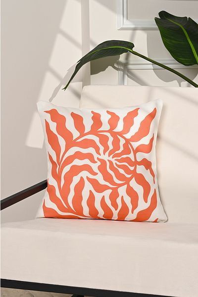 decofav Husă de pernă cu model abstract portocaliu spirală solară – 43x43cm