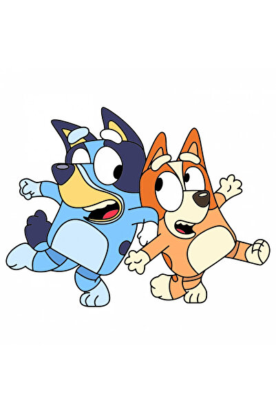 INOVATIX Set de 8 piese, stickere Bluey și Bingo la joc, INOVATIX®. 6 cm