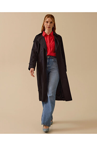 SEÇİL Kemerli Kruvaze Düğmeli Trençkot