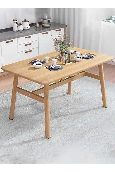 Taimi Brown Modern Dinning Table, Computer Desk, Office Desk, with Solid Wood Legs, 120x80x75cm