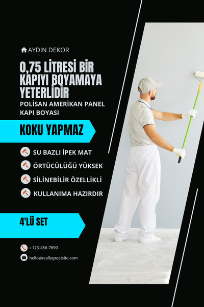 Polisan 4'Lü Set X1 Kokusuz Panel Kapı Boyası Amerikan Kapı 1KG