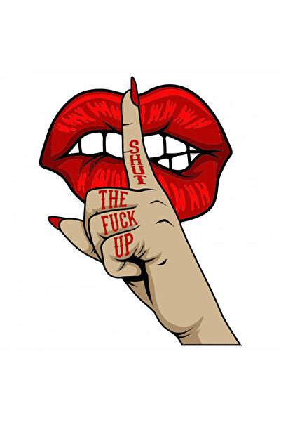 INOVATIX Set de 8 autocolante, Shhh TFU cu buze roșii, INOVATIX®. 6 cm