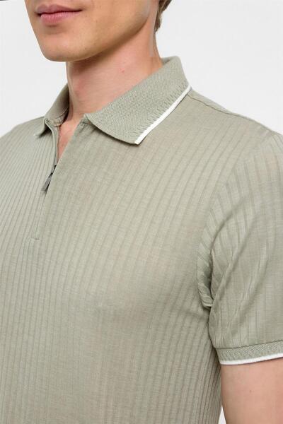 SÜVARİ Khaki Slim Fit Polo Neck T-Shirt