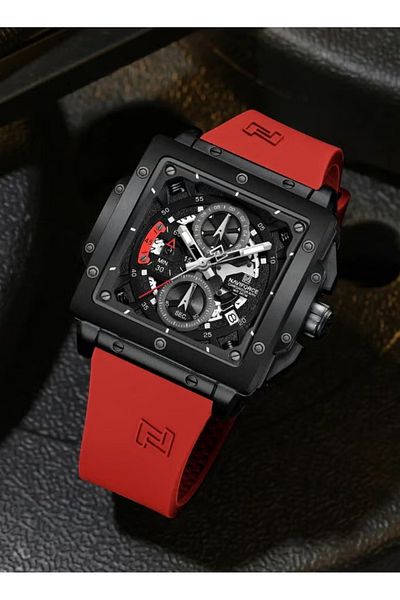 Naviforce Fashion Square Waterproof Luminous Sports 40mm Fumed Silica Quartz Chronograph Men Watch