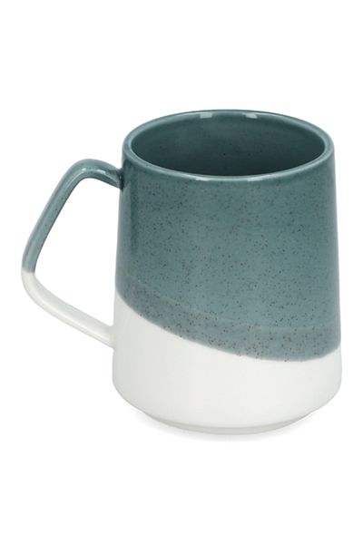 EasyLife Porcelain Glazed Cylindrical Coffee Mug Green and White 380 ml
