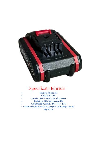 Generic Li-Ion 24V battery, compatible with 88VF/48VF/36VF/24VF batteries, 1.5Ah - 1 pc