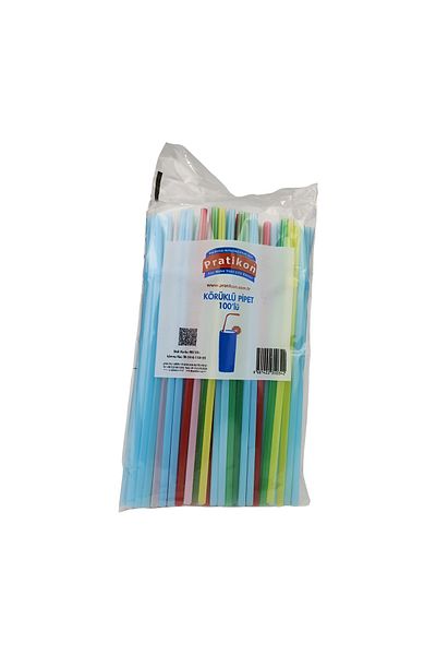 Pratikon 100 Colorful Gusseted Straws