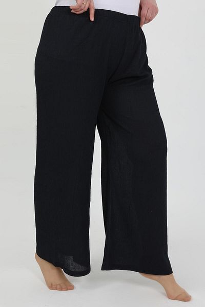 Akbeniz Women's Plus Size Wrinkle Pants 210076 Navy Blue