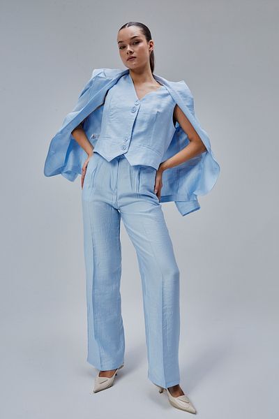 Bolivente Baby Blue Linen Woven 3 Piece Set