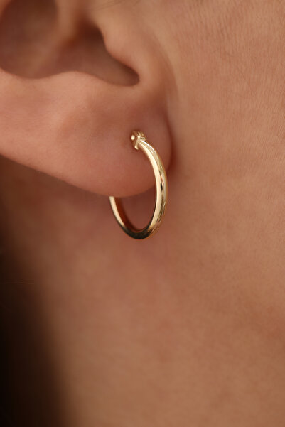 YAVUZ KUYUMCULUK 14 Ayar Altın Bombe Halka Küpe