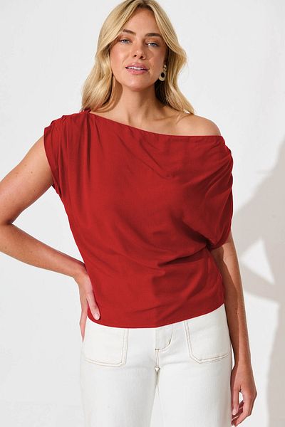 AFR CLOTHES Women's Off Shoulder Double Layer Jersey Fabric Bluz