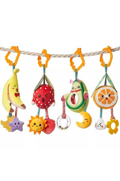 tumama Set of 4 plush toys for babies and children, hanging, fruit pattern