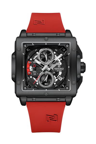 Naviforce Fashion Square Waterproof Luminous Sports 40mm Fumed Silica Quartz Chronograph Men Watch