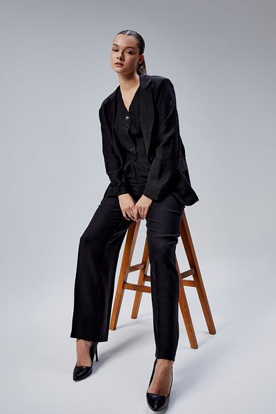 Bolivente Black Linen Woven 3 Piece Set