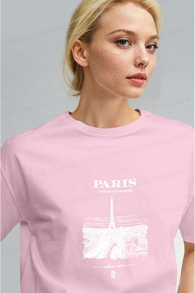 Millionaire Women's Pink Paris Regular Fit Regular Fit T-Shirt