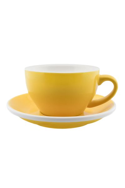MIBRU Coffee ceramic cup with plate 350ml yellow