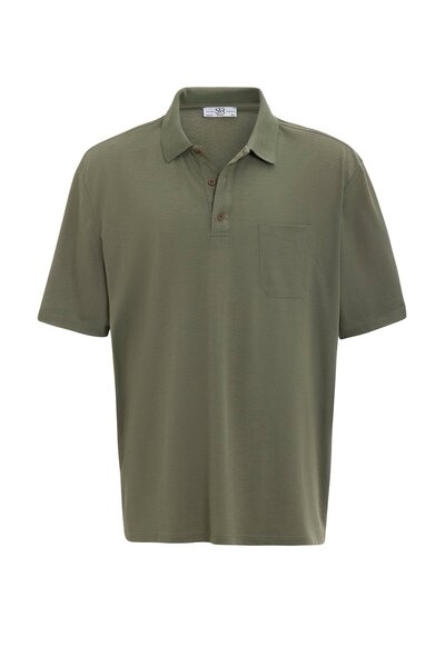 SÜVARİ Haki Regular Armürlü Polo Yaka Tişört