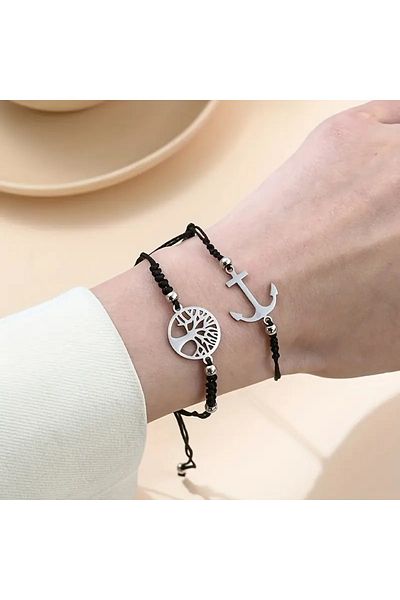 Vira Trendy Simple Unisex Stainless Steel Luck Bracelet Set 12Pcs