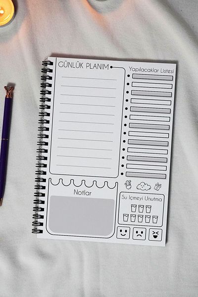 markcat A5 Swan Love Themed Black Kraft Cover Notebook - Daily Planner - 45 Sheets (90 Sheets) 15X21 cm