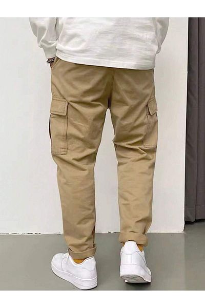 WKM Men's Cargo Pocket Gabardine Slim Fit Trousers