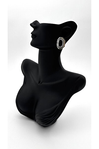 ELİOSA Symmetry Zircon Gold Tarnish Steel Earrings