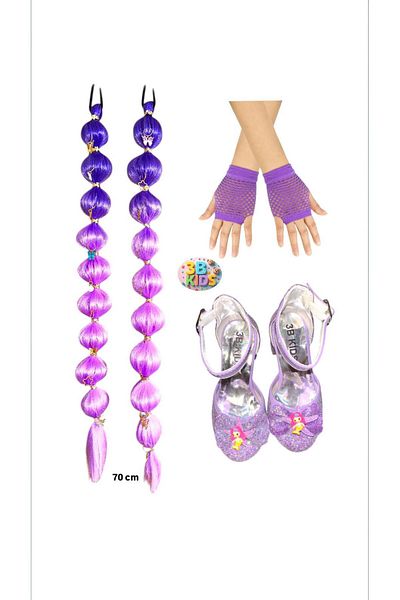 3b kids Set de accesorii pentru fetiță de mare (2 bucăți de păr cu bule + tocuri cu sirenă + mănuși) Invitație la petrecerea de nuntă