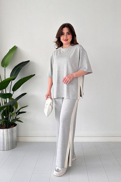 MaziButik Slit Modal Suit Gray