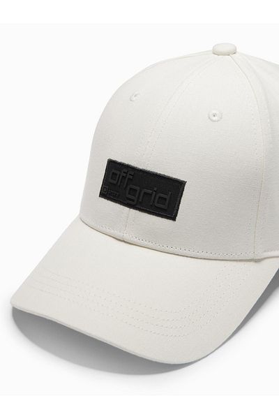 OMBRE Herren-Baseballkappe mit Schirm und rechteckigem Patch - creme V2 OM-ACCS-0104